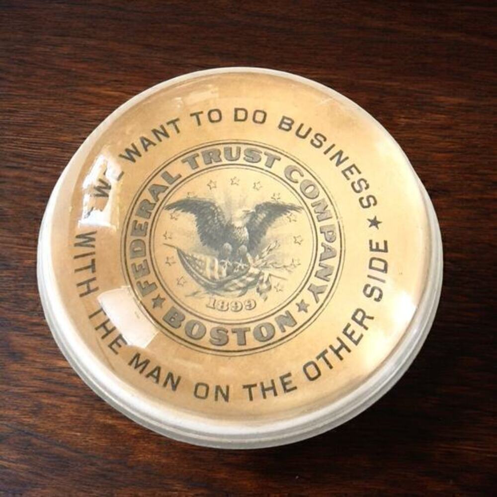 Black Eagle American Art Glass Domed Paperweight 1899 Boston Federal Trust